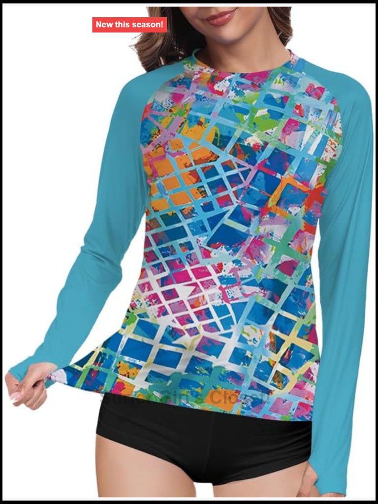 Upf 50+ Long Sleeve Rash Guard Quick Dry Sun Swim Shirt